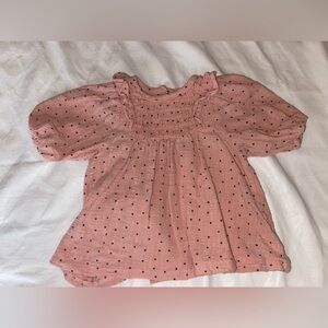 Jessica Simpson Pink Polka Dot Smocked Girls Top